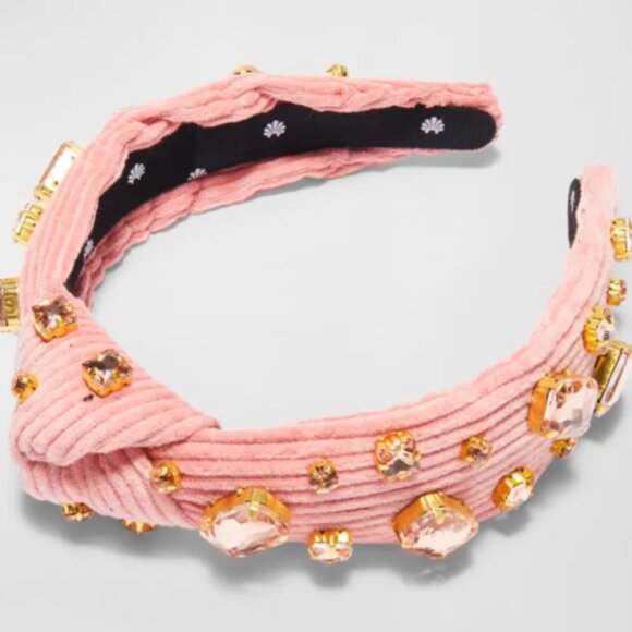 Beautiful Lele Sadoughi Crystal Corduroy Slim Knotted Headband Blush main image 6